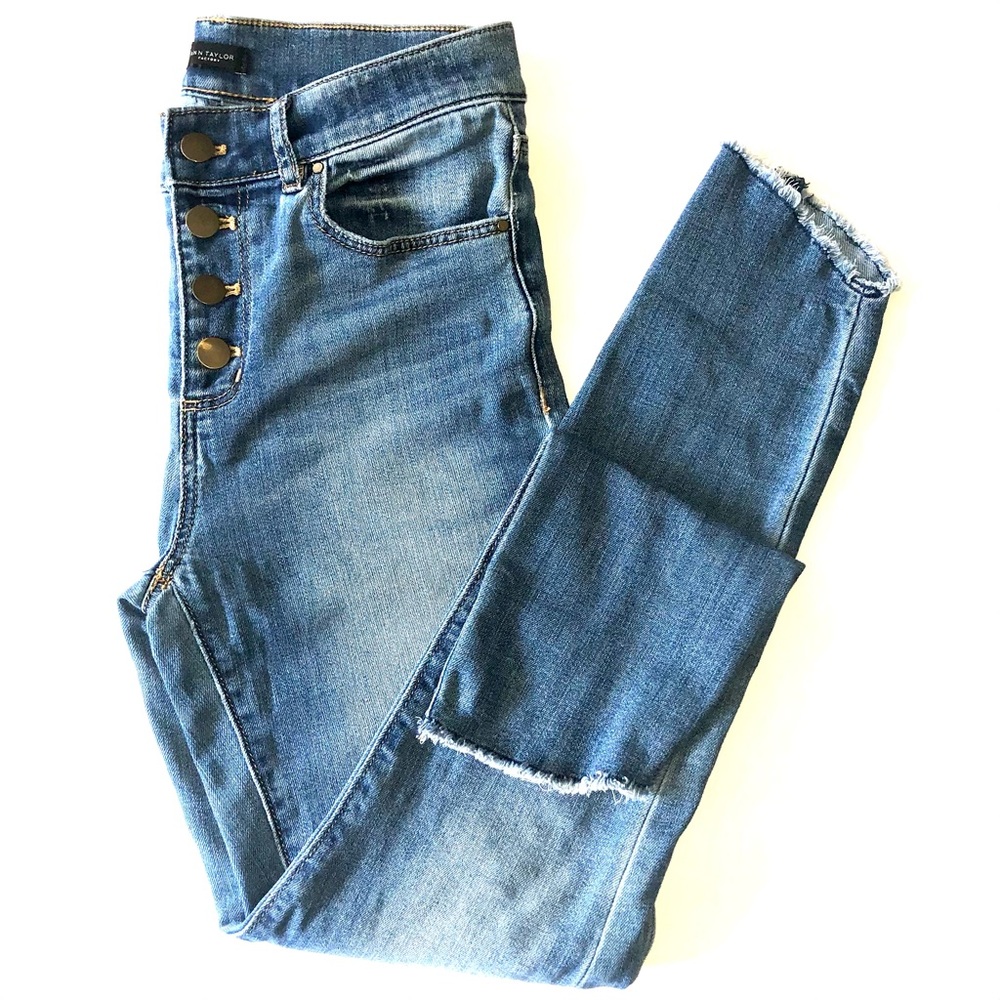 Ann Taylor High Rise Raw Hem jeans